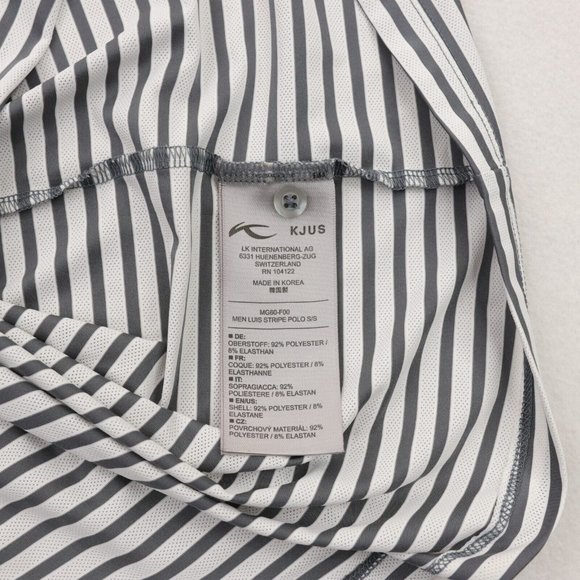 KJUS Luis Stripe Polo Shirt Men's XL 54 Gray Stripe Wicking Stretch Golf Comfort - Picture 7 of 8